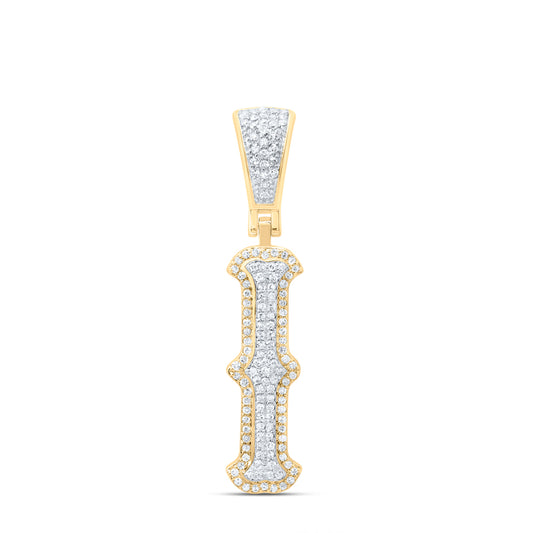 0.37 Ctw Natural Diamond Initial Letter Alphabet I Pendant in 10K Yellow White