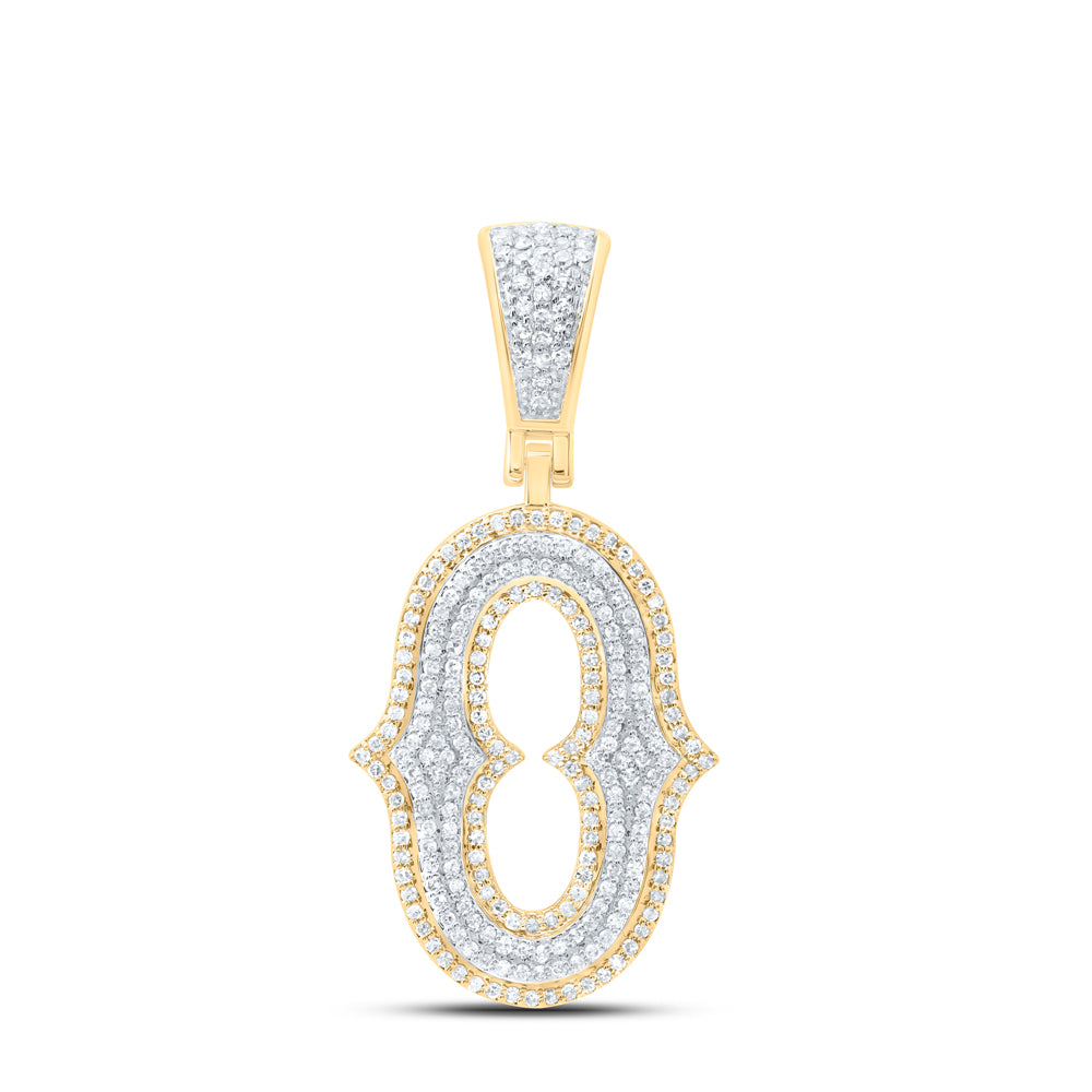 0.61 Ctw Natural Diamond Initial Letter Alphabet O Pendant in 10K Yellow White
