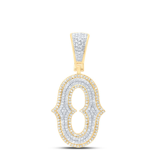 0.61 Ctw Natural Diamond Initial Letter Alphabet O Pendant in 10K Yellow White