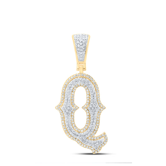 0.67 Ctw Natural Diamond Initial Letter Alphabet Q Pendant in 10K Yellow White