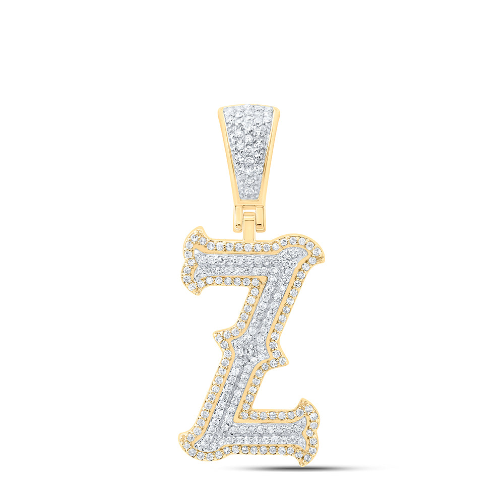 0.51 Ctw Natural Diamond Initial Letter Alphabet Z Pendant in 10K Yellow White
