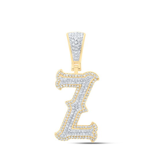 0.51 Ctw Natural Diamond Initial Letter Alphabet Z Pendant in 10K Yellow White