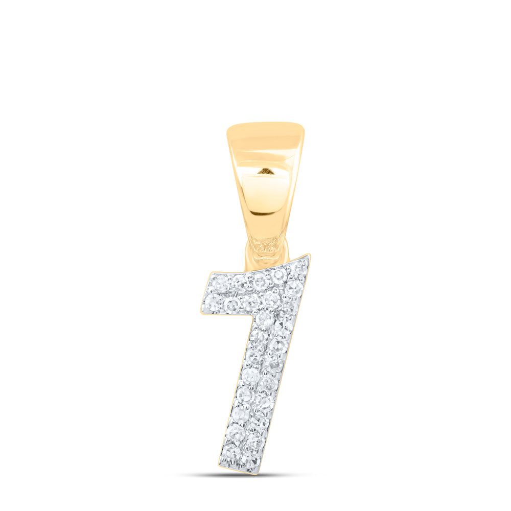 0.14 Ctw Natural Diamond Number 7 Pendant in 10k Yellow Gold
