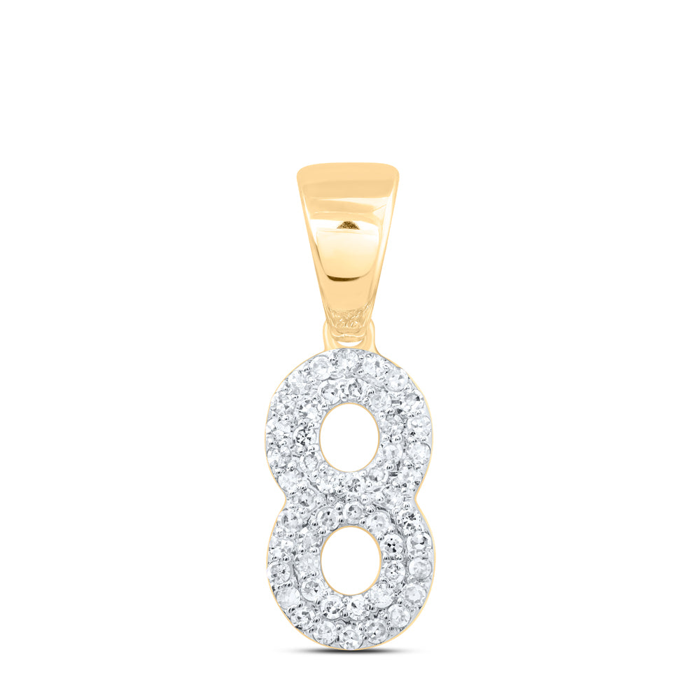 0.26 Ctw Natural Diamond Zero 8 Number Pendant in 10k Yellow Gold