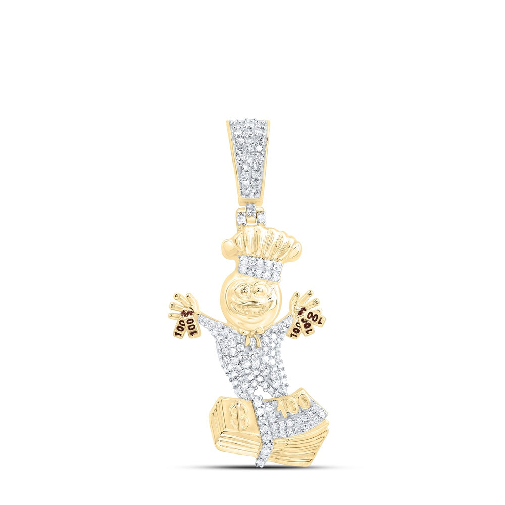0.42 Ctw Natural Diamond Chef Cash Dollar Bills Pendant in 10k Yellow Gold