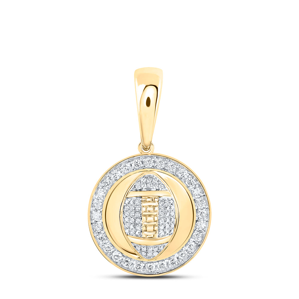 0.63 Ctw Natural Diamond Football Medallion Pendant in 10k Yellow Gold