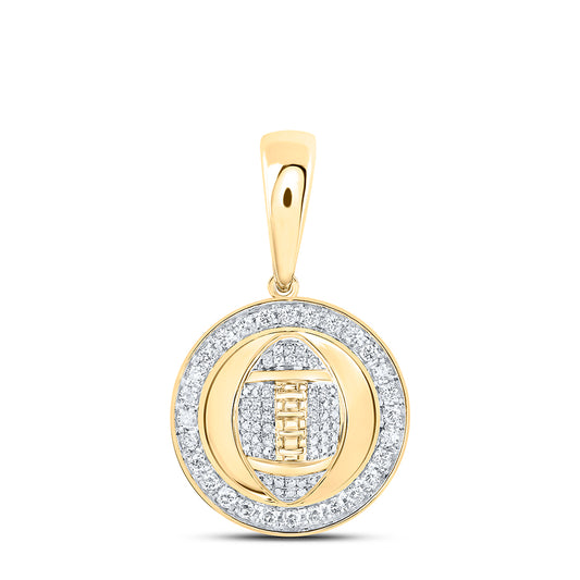 0.63 Ctw Natural Diamond Football Medallion Pendant in 10k Yellow Gold