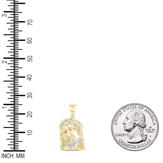0.23 Ctw Natural Diamond Jesus Religious Pendant in 10k Yellow Gold