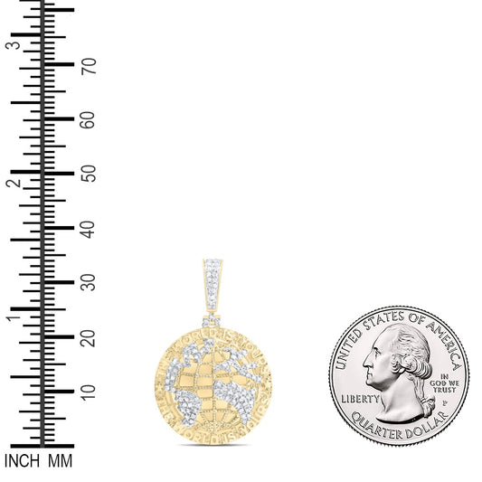 0.34 Ctw Natural Diamond The World Is Yours Globe Pendant in 10k Yellow Gold