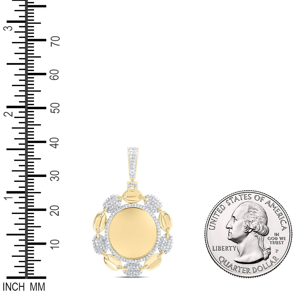 0.52 Ctw Natural Diamond Puff Marnier Memory Picture Frame Pendant in 10k Yellow Gold
