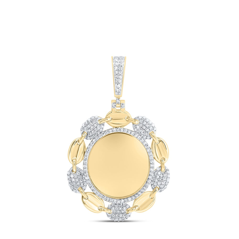 0.52 Ctw Natural Diamond Puff Marnier Memory Picture Frame Pendant in 10k Yellow Gold