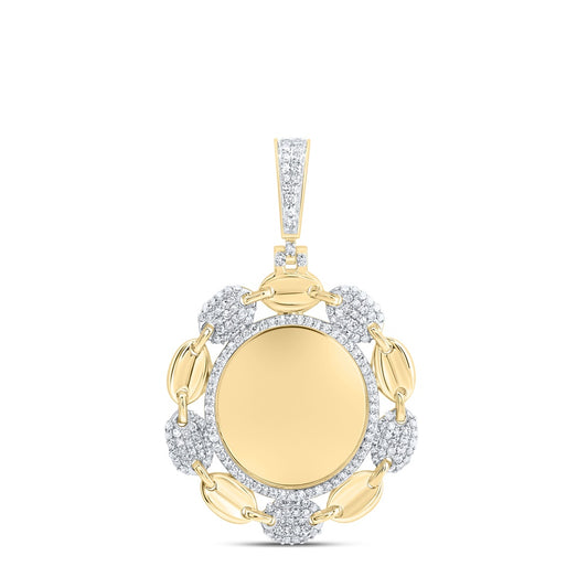 0.52 Ctw Natural Diamond Puff Marnier Memory Picture Frame Pendant in 10k Yellow Gold