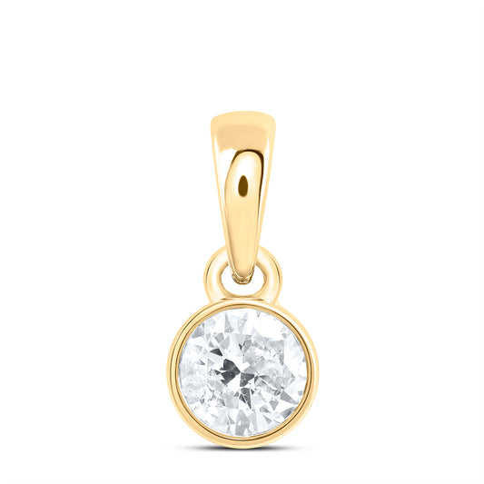 0.26 Ctw Natural Diamond Center Round Shape Pendant in 14k Yellow Gold