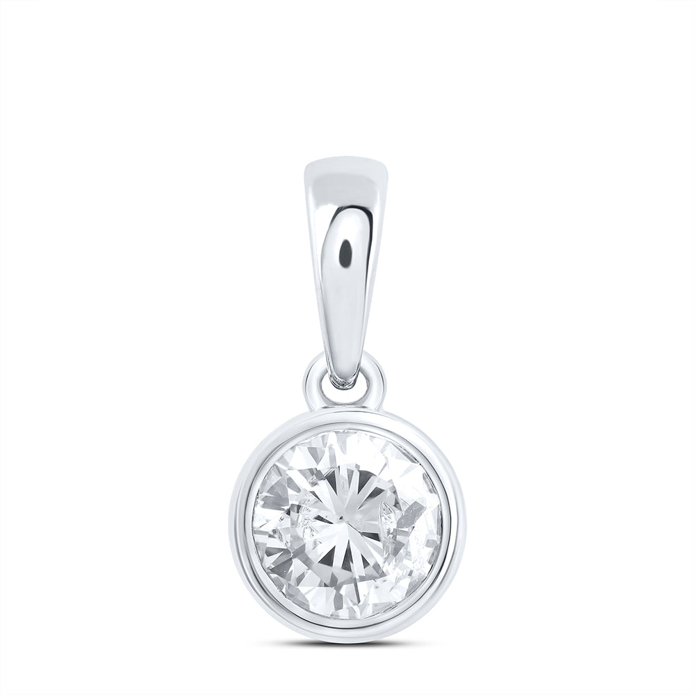 0.51 Ctw Natural Diamond Round Circle Pendant in 14k White Gold