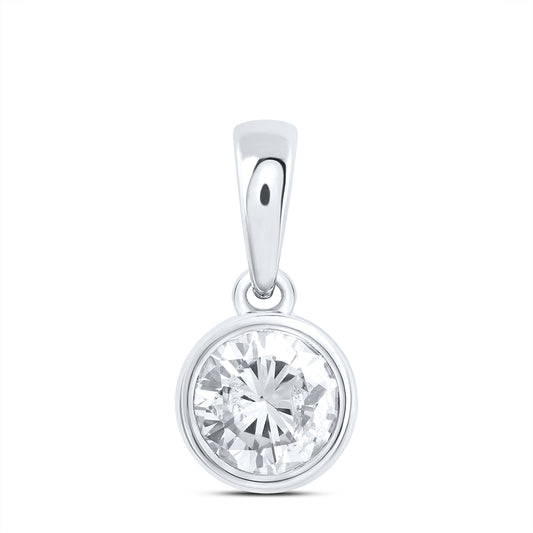 0.51 Ctw Natural Diamond Round Circle Pendant in 14k White Gold