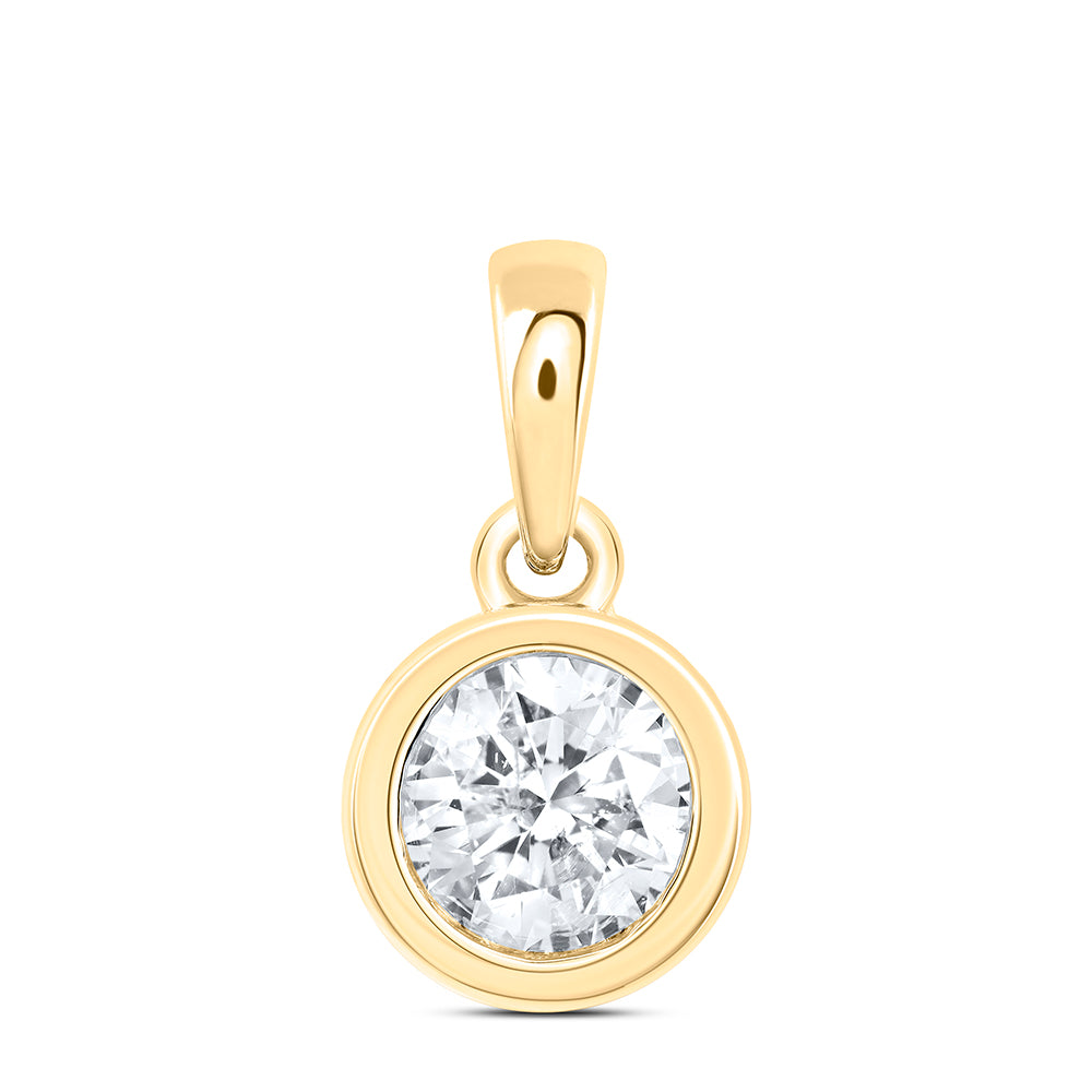 0.72 Ctw Natural Diamond Fashion Round Shaped Pendant in 14k Yellow Gold
