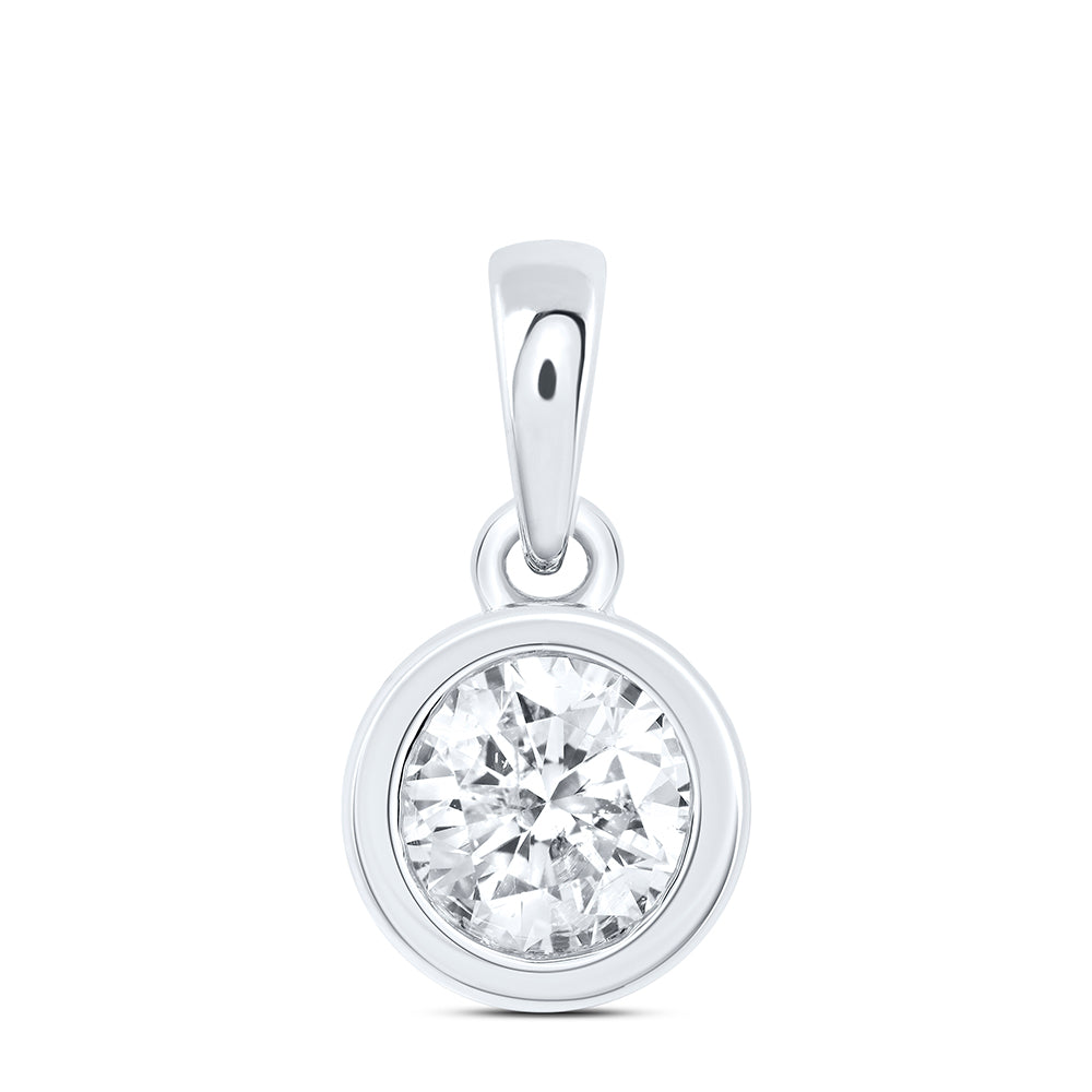 0.71 Ctw Natural Diamond Fashion Round Shaped Pendant in 14k White Gold