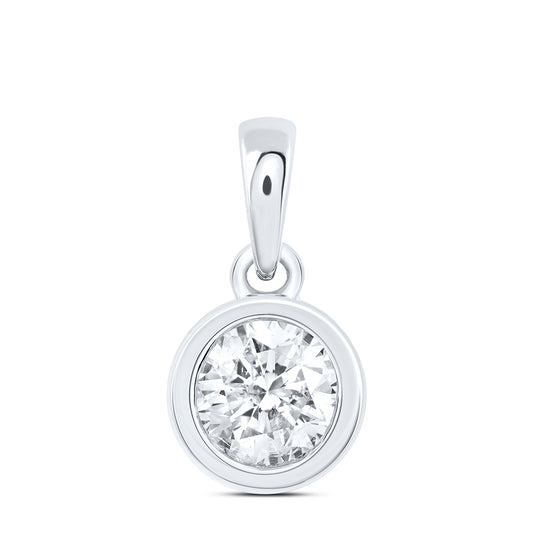 0.71 Ctw Natural Diamond Fashion Round Shaped Pendant in 14k White Gold