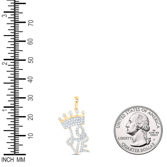 0.55 Ctw Natural Diamond Crown Love Gift Pendant in 10k Yellow Gold
