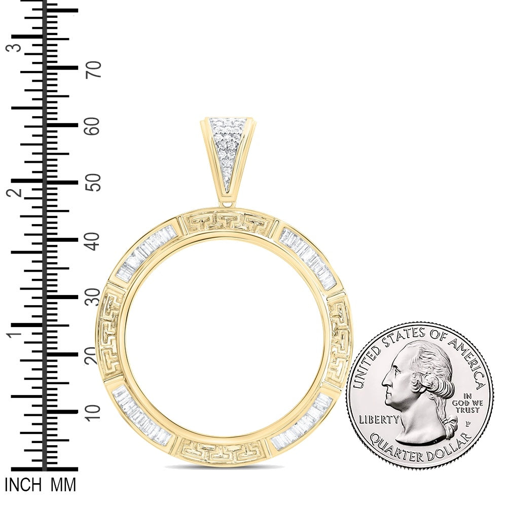 1.19 Ctw Natural Diamond Greek Memory Bezel Pendant in 14k Yellow Gold