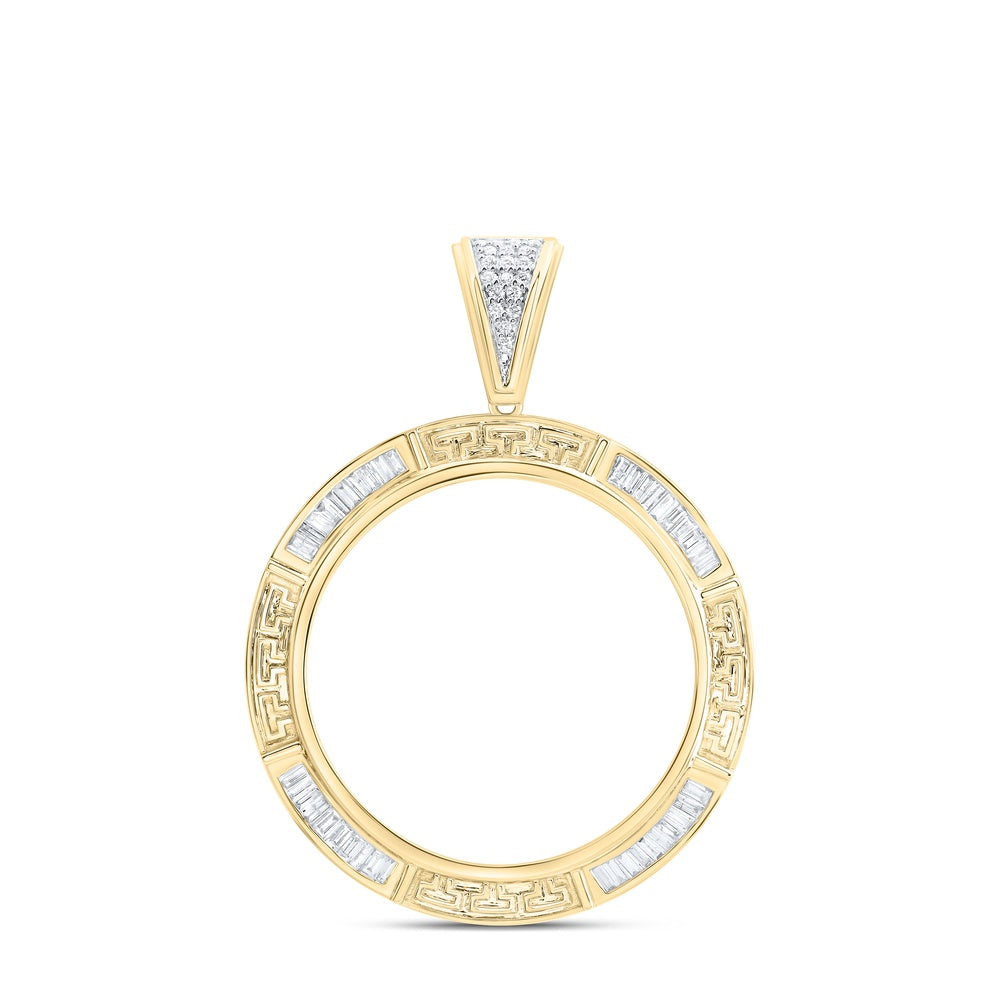 1.19 Ctw Natural Diamond Greek Memory Bezel Pendant in 14k Yellow Gold