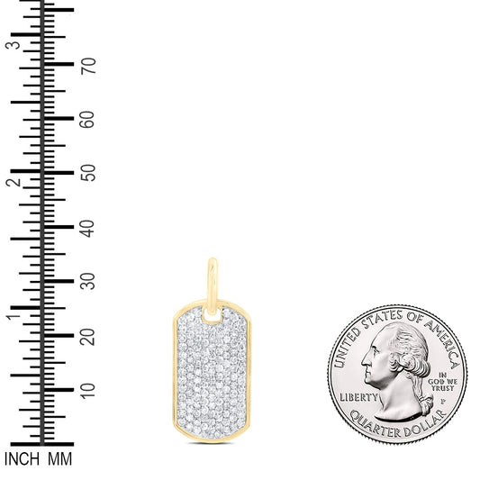 2.16 Ctw Natural Diamond Dogtag Cluster Pendant in 10k Yellow Gold