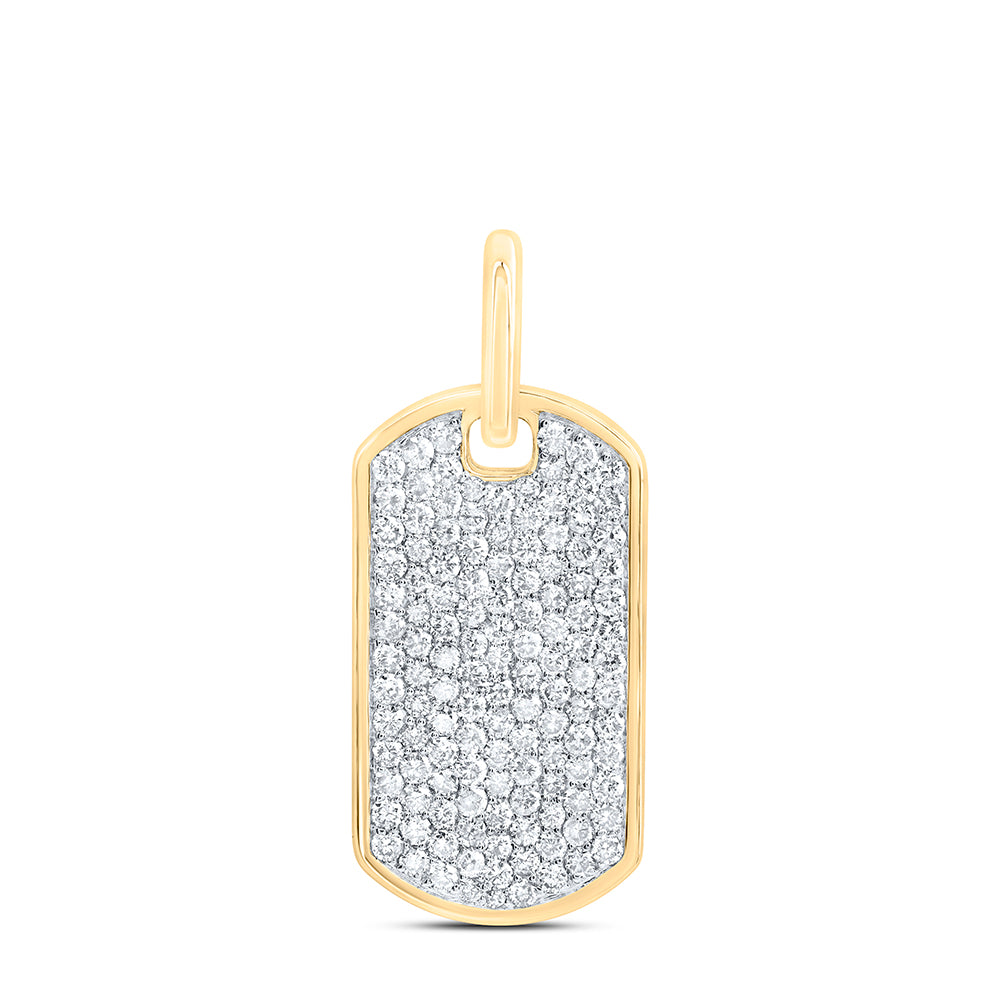 2.16 Ctw Natural Diamond Dogtag Cluster Pendant in 10k Yellow Gold