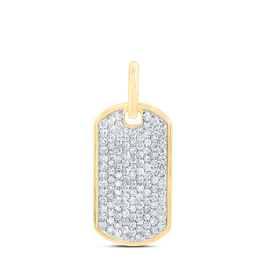 2.16 Ctw Natural Diamond Dogtag Cluster Pendant in 10k Yellow Gold