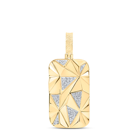 0.25 Ctw Natural Diamond Faceted Dogtag Pendant in 10k Yellow Gold
