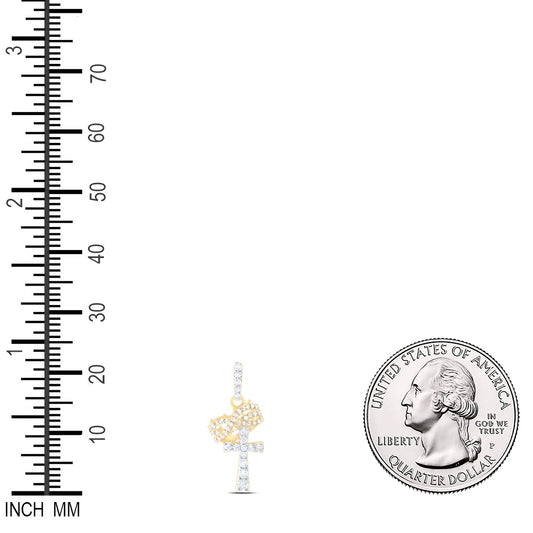 0.27 Ctw Natural Diamond Cross Crown Of Thorns Design Pendant in 10k Yellow Gold