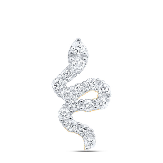 0.5 Ctw Natural Diamond Snake Animal Pendant in 14k Yellow Gold