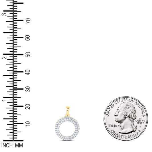 0.38 Ctw Natural Diamond Open Circle Pendant in 14k Yellow Gold