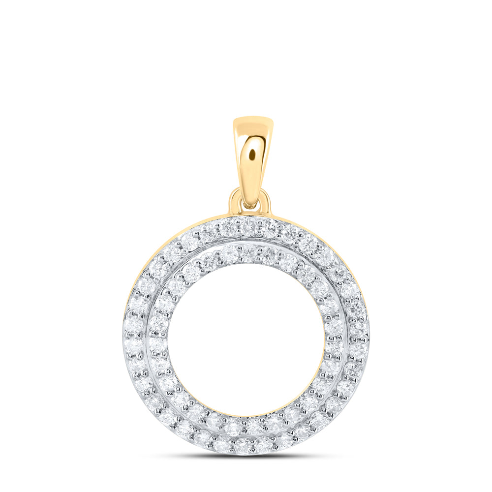 0.38 Ctw Natural Diamond Open Circle Pendant in 14k Yellow Gold