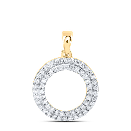 0.38 Ctw Natural Diamond Open Circle Pendant in 14k Yellow Gold