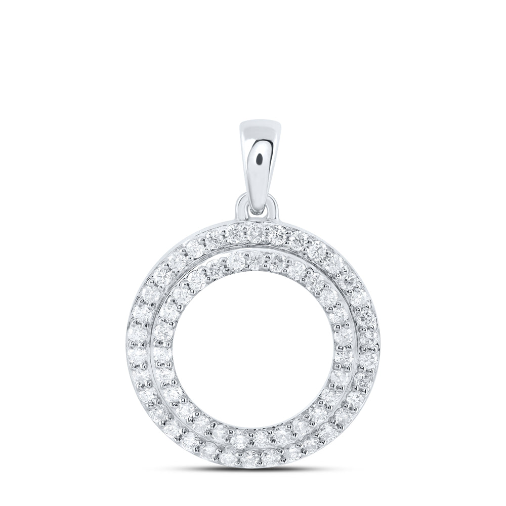 0.38 Ctw Natural Diamond Open Circle Pendant in 14k White Gold