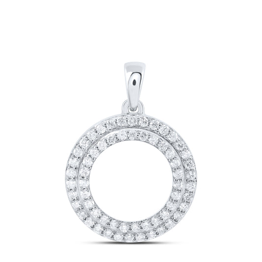 0.38 Ctw Natural Diamond Open Circle Pendant in 14k White Gold