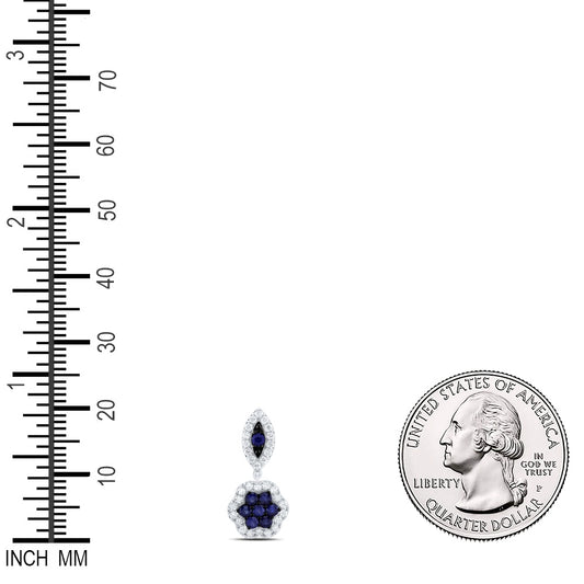 0.58 Ctw Natural Diamond Blue Clover Pendant in 14k White Gold
