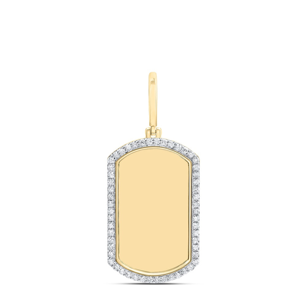 0.63 Ctw Natural Diamond Dogtag Pendant in 10k Yellow Gold