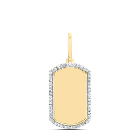 0.63 Ctw Natural Diamond Dogtag Pendant in 10k Yellow Gold