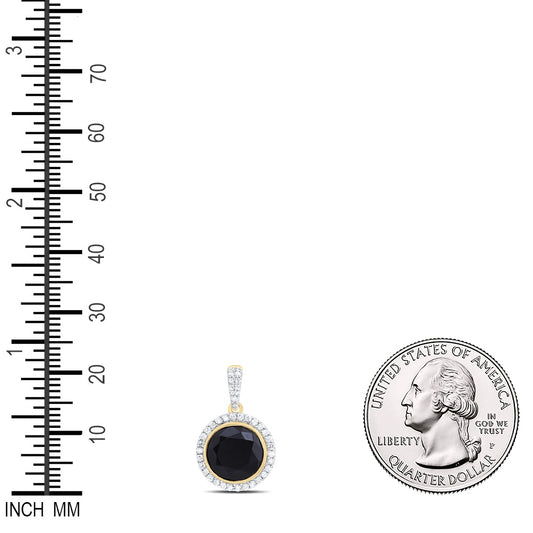 2.66 Ctw Natural Diamond Black Round Pendant in 10k Yellow Gold