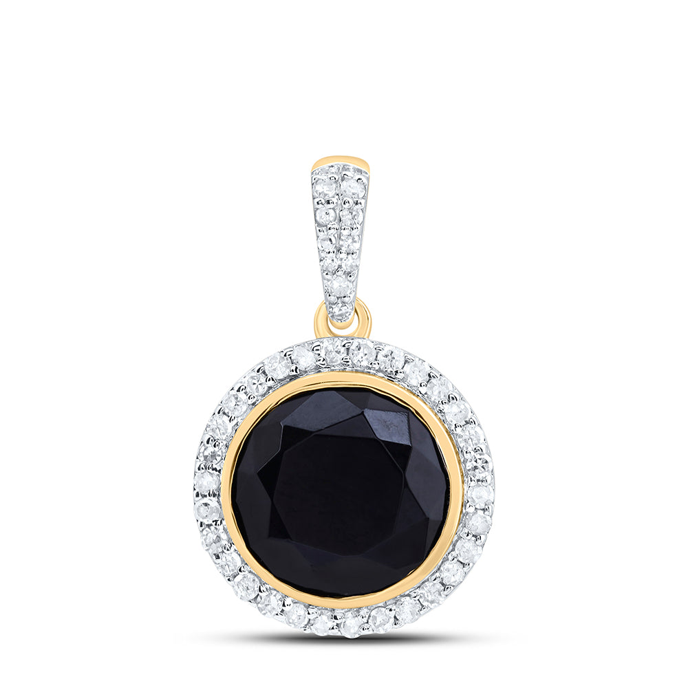 2.66 Ctw Natural Diamond Black Round Pendant in 10k Yellow Gold