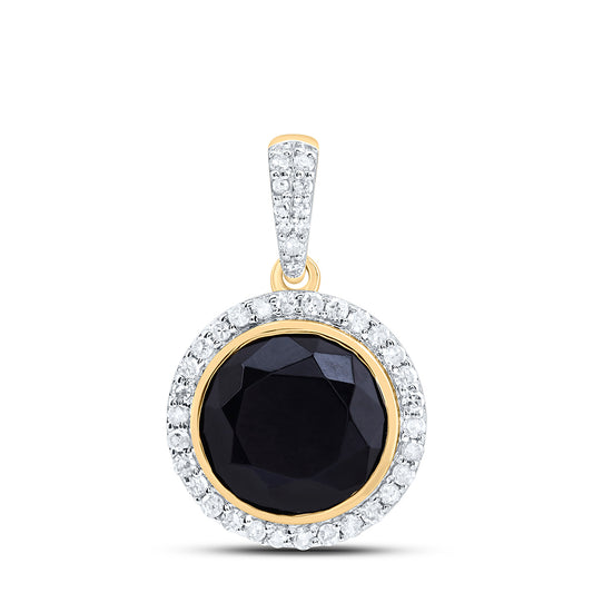 2.66 Ctw Natural Diamond Black Round Pendant in 10k Yellow Gold