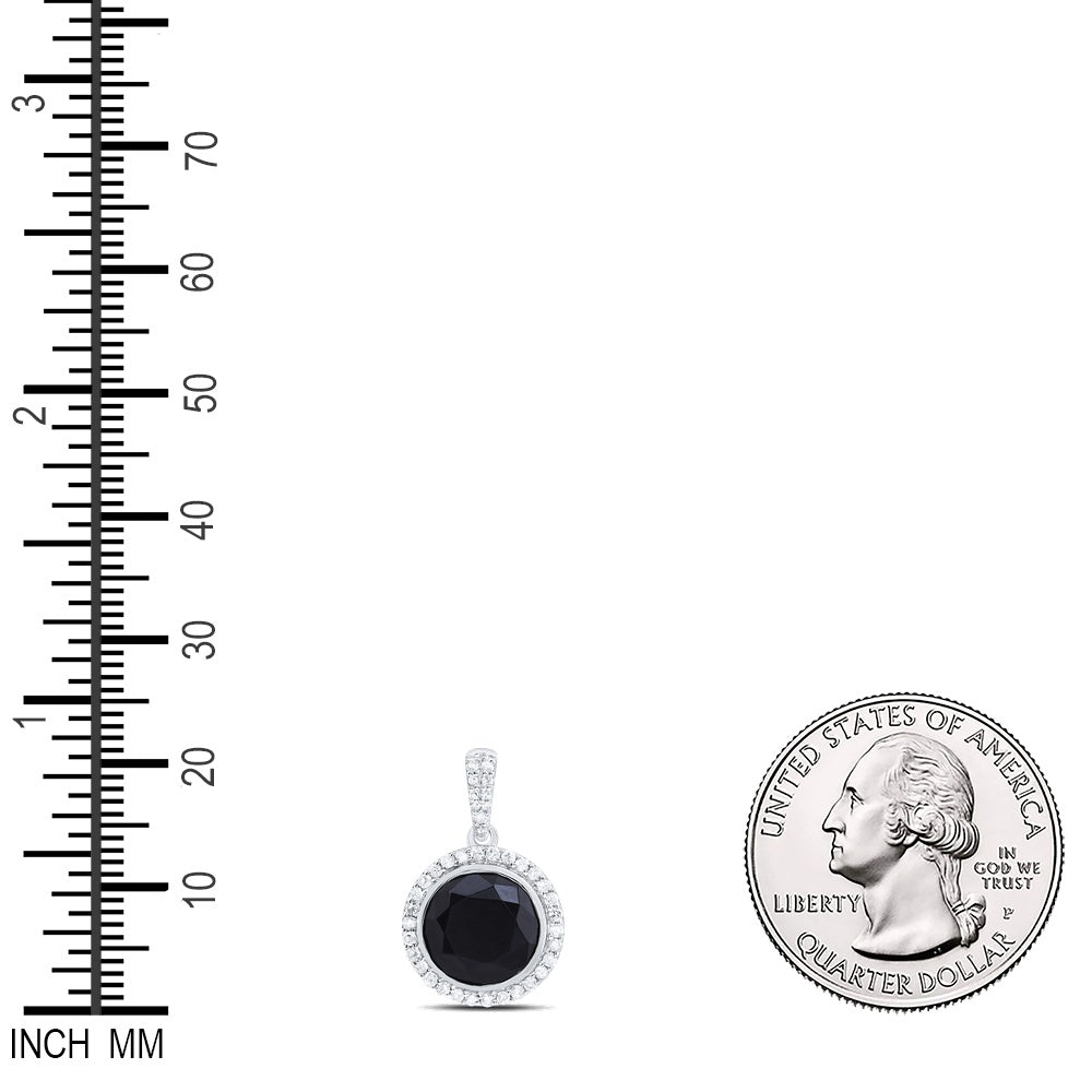 2.64 Ctw Natural Diamond Black Round Pendant in 10k White Gold