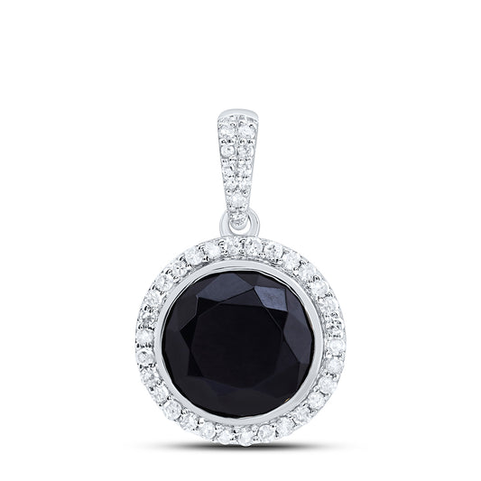 2.64 Ctw Natural Diamond Black Round Pendant in 10k White Gold