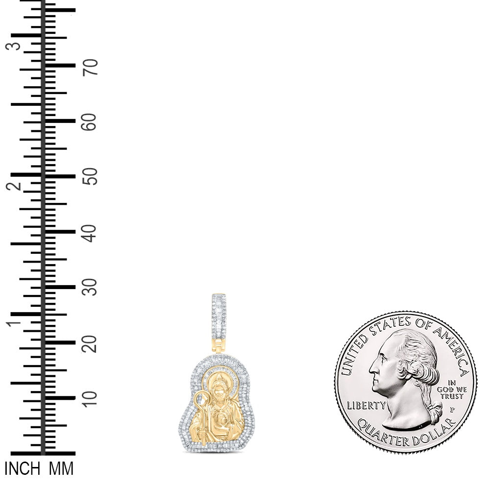 1.26 Ctw Natural Diamond Saint Jude Thaddeus Pendant in 10k Yellow Gold