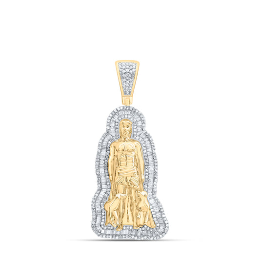 1.36 Ctw Natural Diamond St. Saint Lazarus Pendant in 10k Yellow Gold