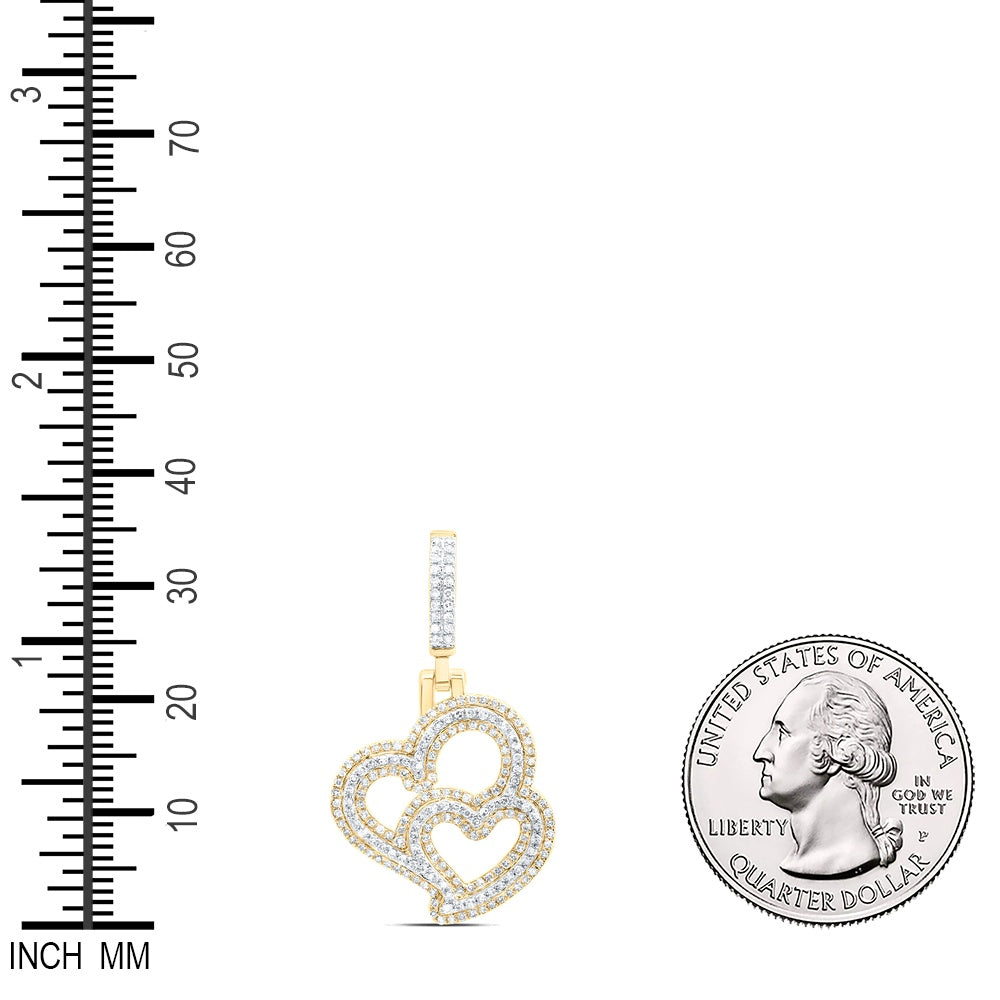0.54 Ctw Natural Diamond Double Heart Overlapping Pendant in 10K Yellow White