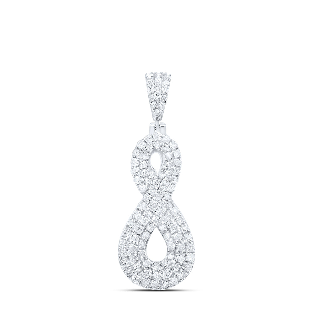 0.42 Ctw Natural Diamond Cluster Infinity Pendant in 10k White Gold