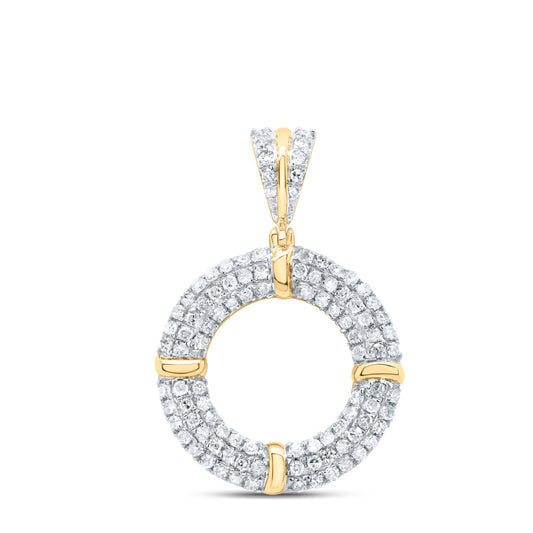 0.52 Ctw Natural Diamond Open Circle Fashion Pendant in 10k Yellow Gold