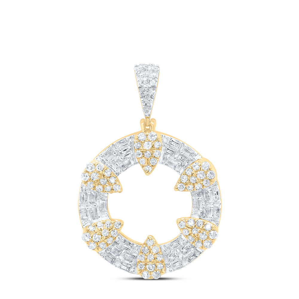 0.49 Ctw Natural Diamond Open Circle Fashion Pendant in 10k Yellow Gold